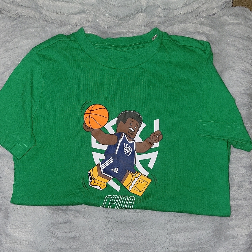 Adidas Green Kids Lego Basketball Graphic T-Shirt